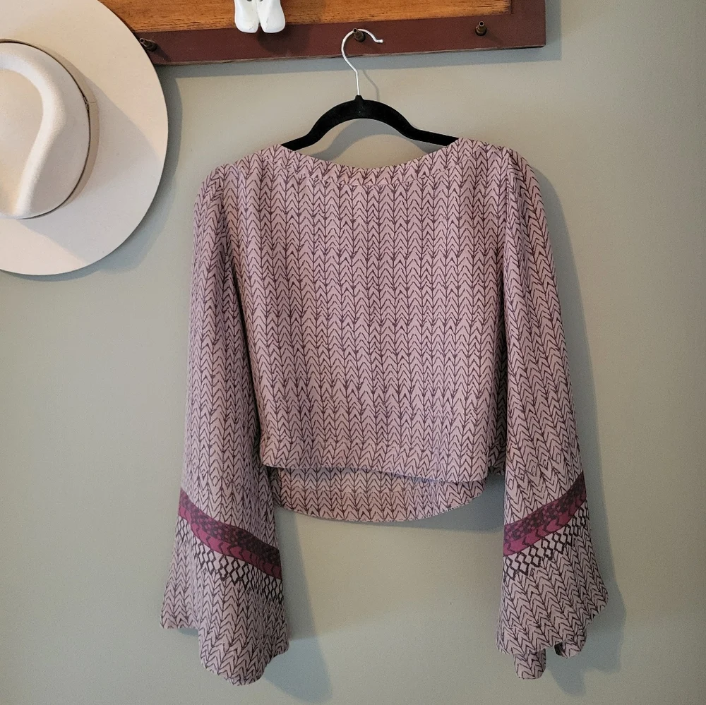 Free People Stars Aligned Bell Sleeve Crop Blouse – Boho Festival Top